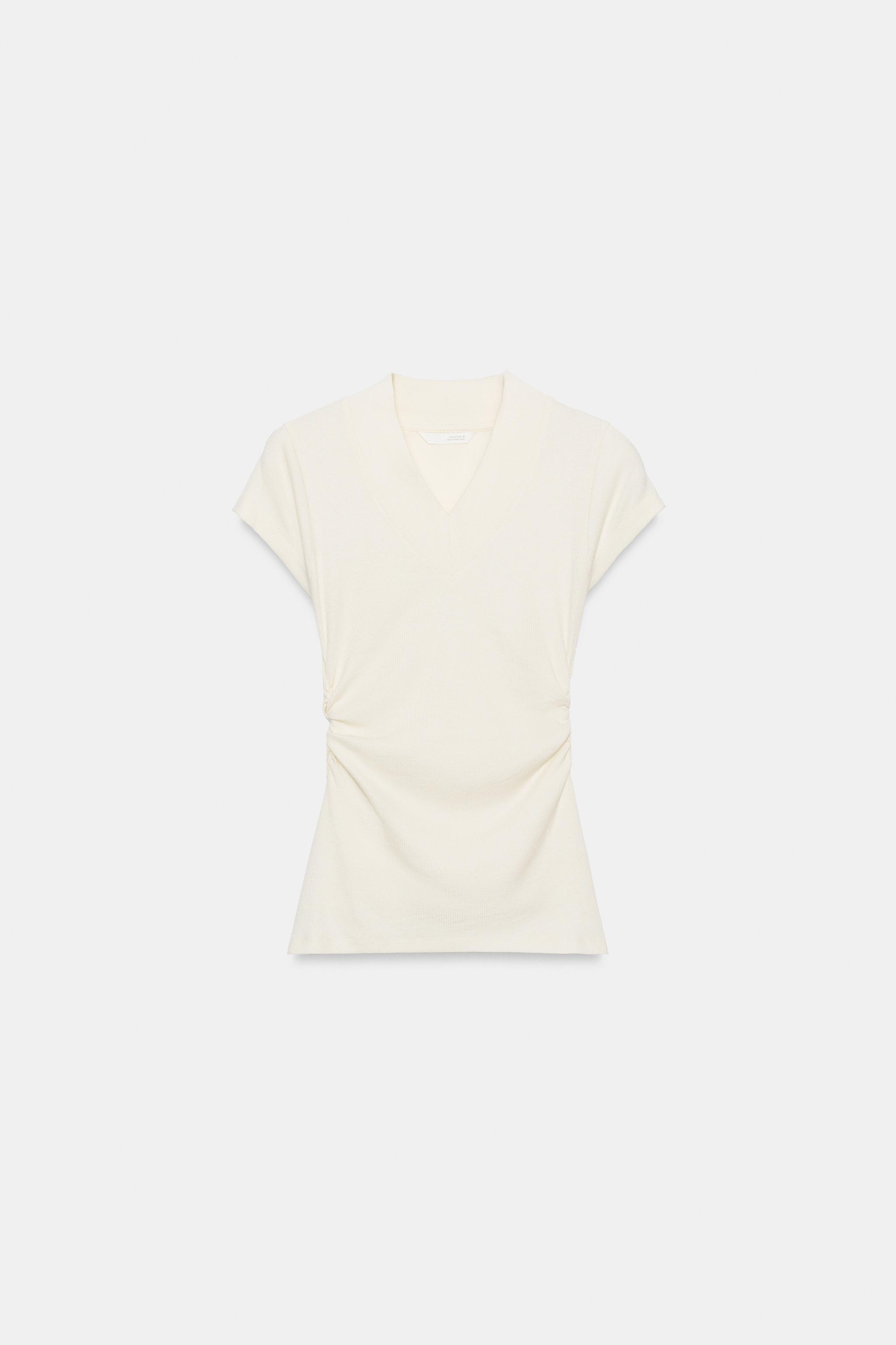 DRAPED LINEN BLEND T-SHIRT